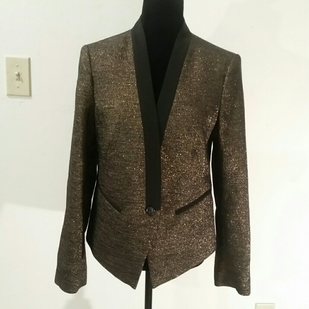 NWT Size 8 Gold Metallic LOFT Blazer